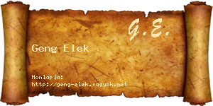 Geng Elek névjegykártya
